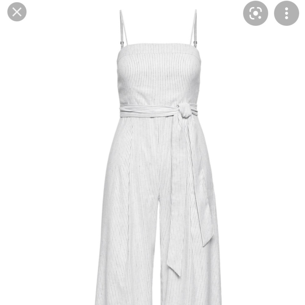 💖💖 Banana Republic White&Navy Striped Linen Jumpsuit Size 14
